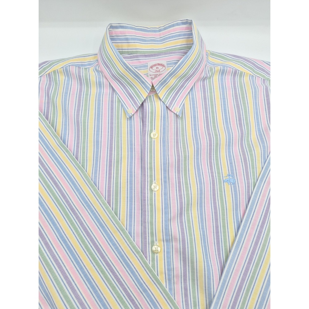 Brooks Brothers Mens XL 17.5x36 Oxford Button Down Shirt Multicolor Stripe M309